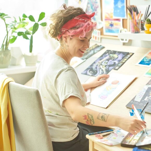 Metallic Watercolor Paint Set 24 Colors, Shimmering Watercolors in Half Pans wit - Picture 2 of 8